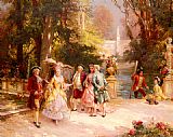 Cesare Paintings - The Castle Garden by Cesare-Auguste Detti